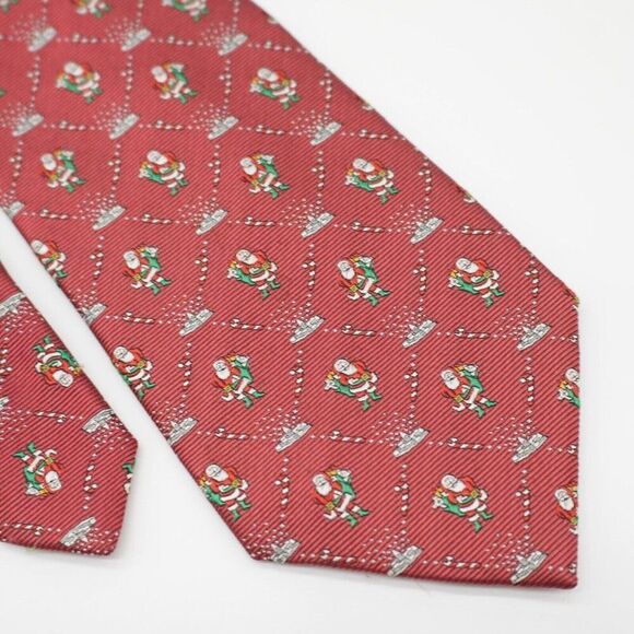Pierre Cardin Santa Claus Red Woven Christmas Wide Silk Tie - Picture 1 of 6